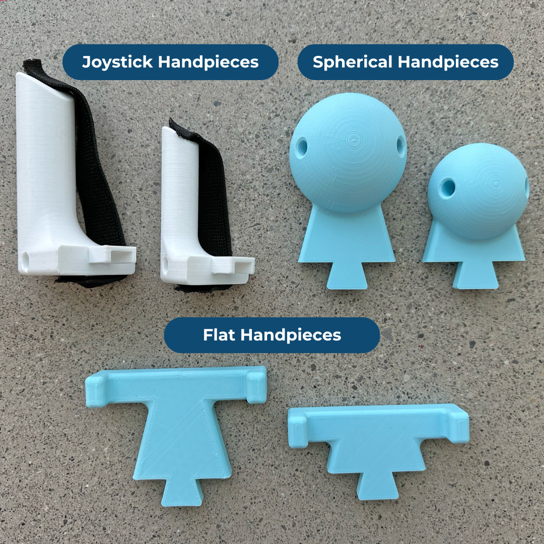 Showcase of Guided Hands handpieces available in a range of sizes and styles.